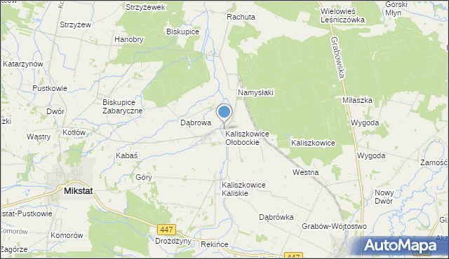 mapa Kaliszkowice Ołobockie, Kaliszkowice Ołobockie na mapie Targeo